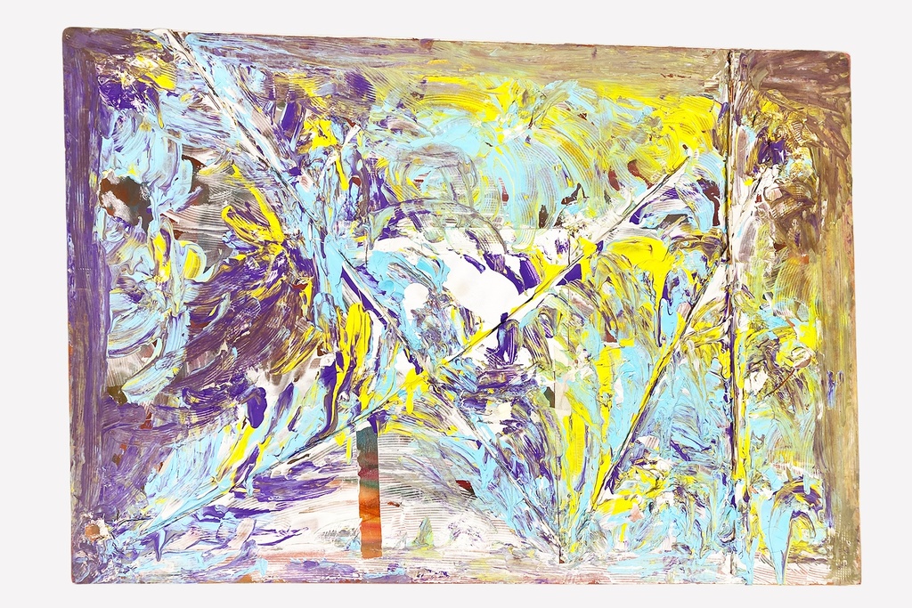 "Abstract Kaleidoscope Burst in Blue and Gold"
