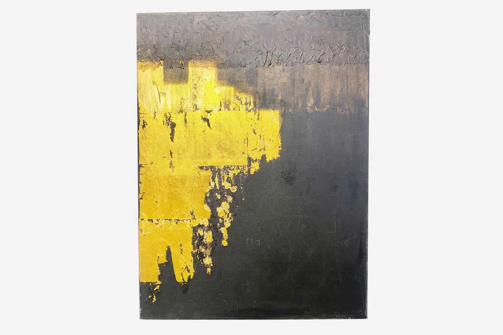 Golden Decay on Charcoal Canvas