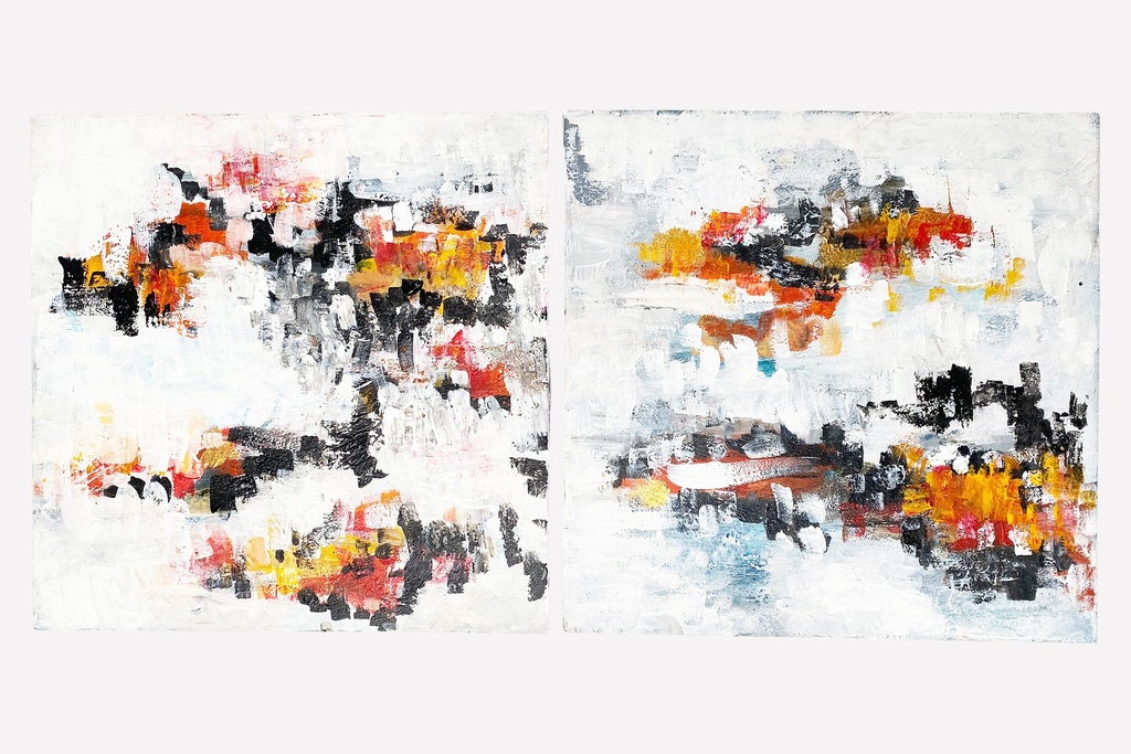 "Vivid Duality Abstract Diptych"