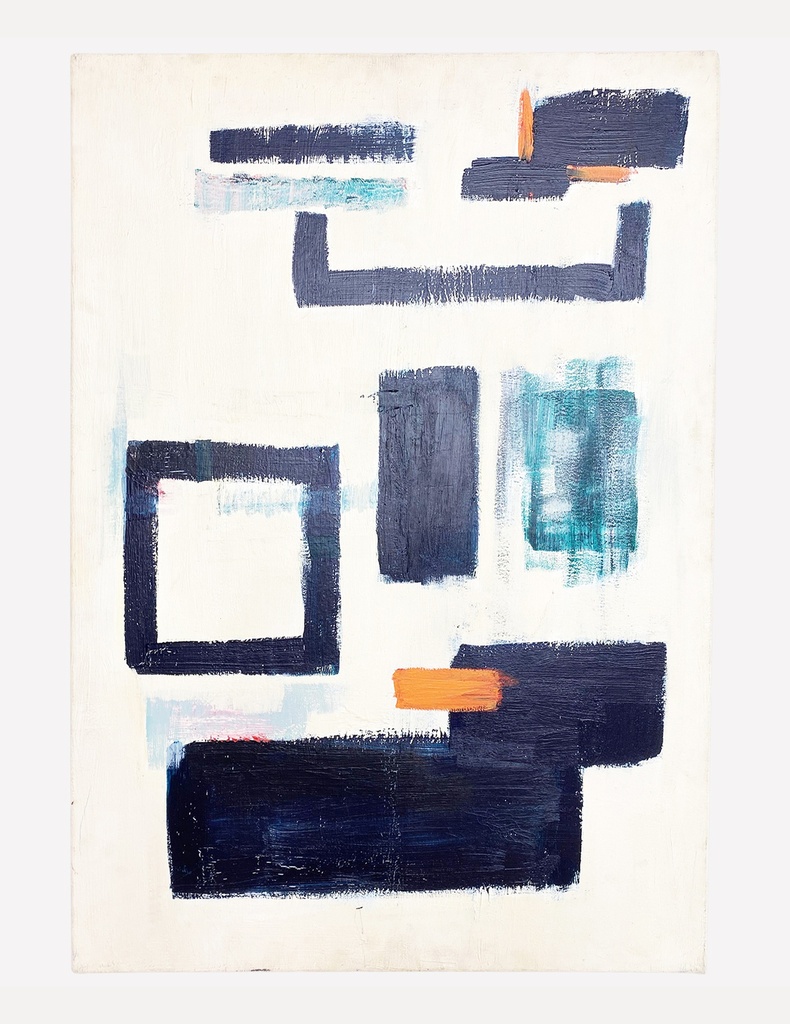 Modern Geometric Abstract in Navy and Orange