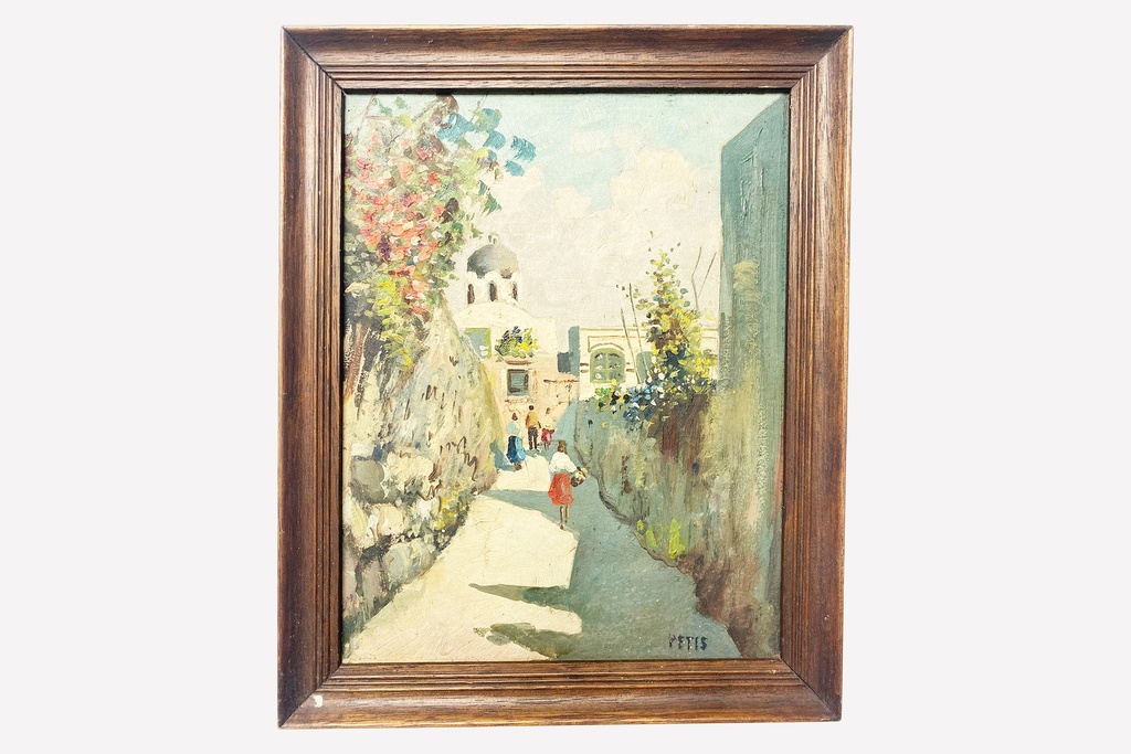 "Idyllic Alleyway with Dome View"