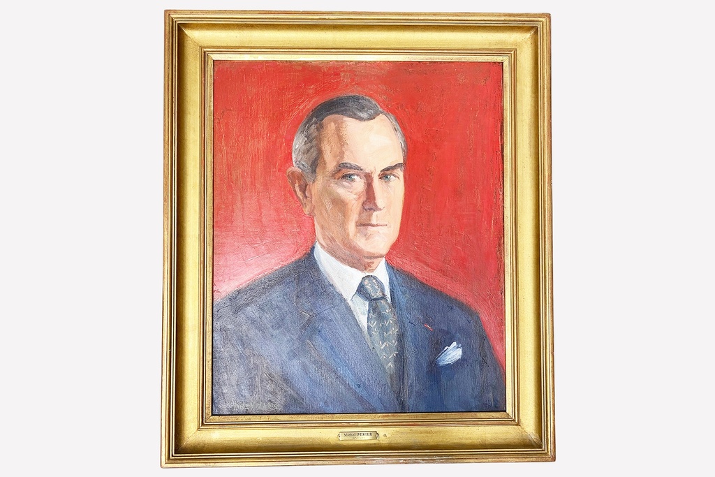 Framed Portrait with Red Background