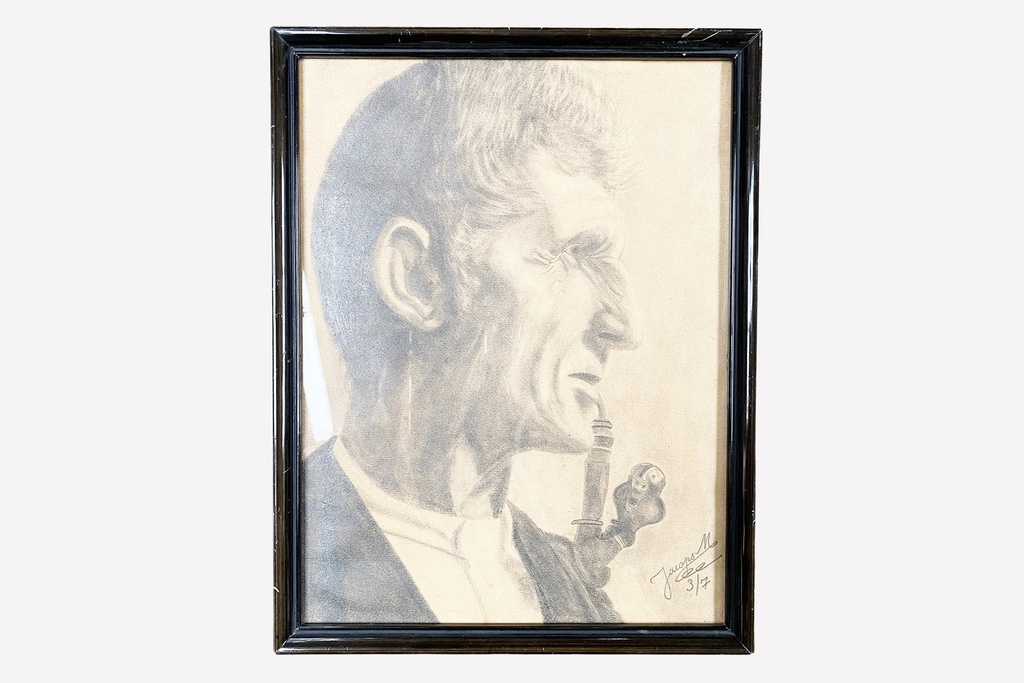 Framed Charcoal Profile Illustration