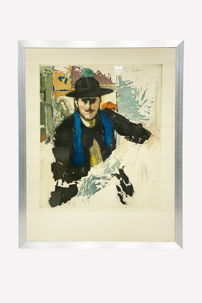 Abstract Portrait with Blue Scarf and Hat