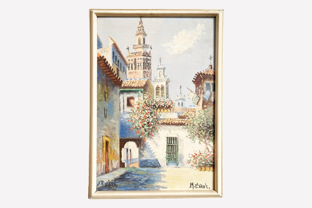 Sunlit Spanish Courtyard Scene