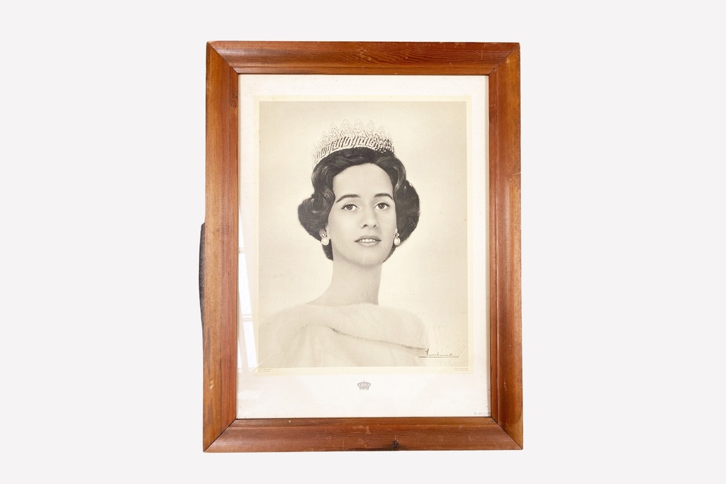 Framed Royal Portrait with Tiara and Fur Wrap
