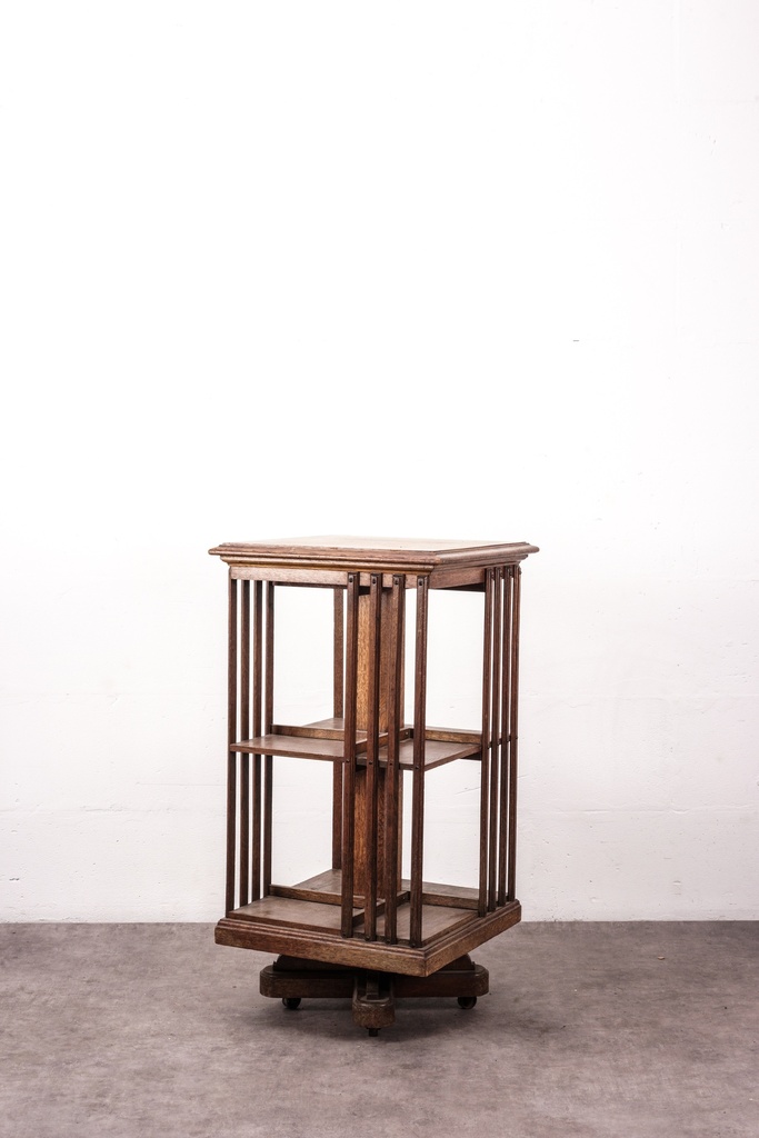 Antique Rotating Oak Bookshelf
