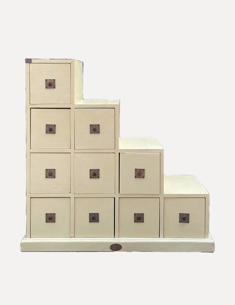 Vintage Step Chest with Square Drawer Pulls