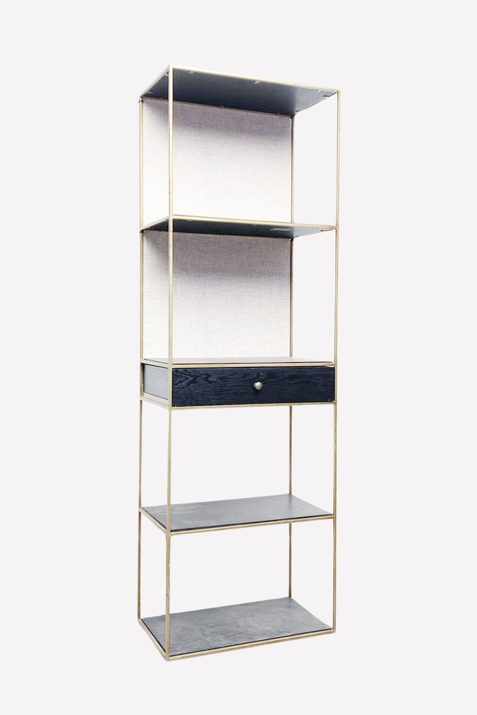 Modern Minimalist Gold Frame Shelving Unit with Drawer