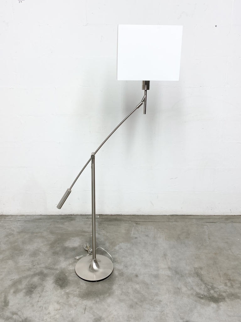 Modern Chrome Adjustable Floor Lamp with Square White Shade