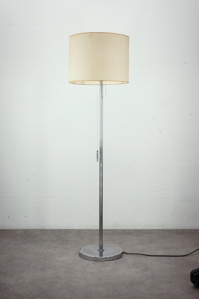 Modern Chrome Floor Lamp with Beige Linen Shade