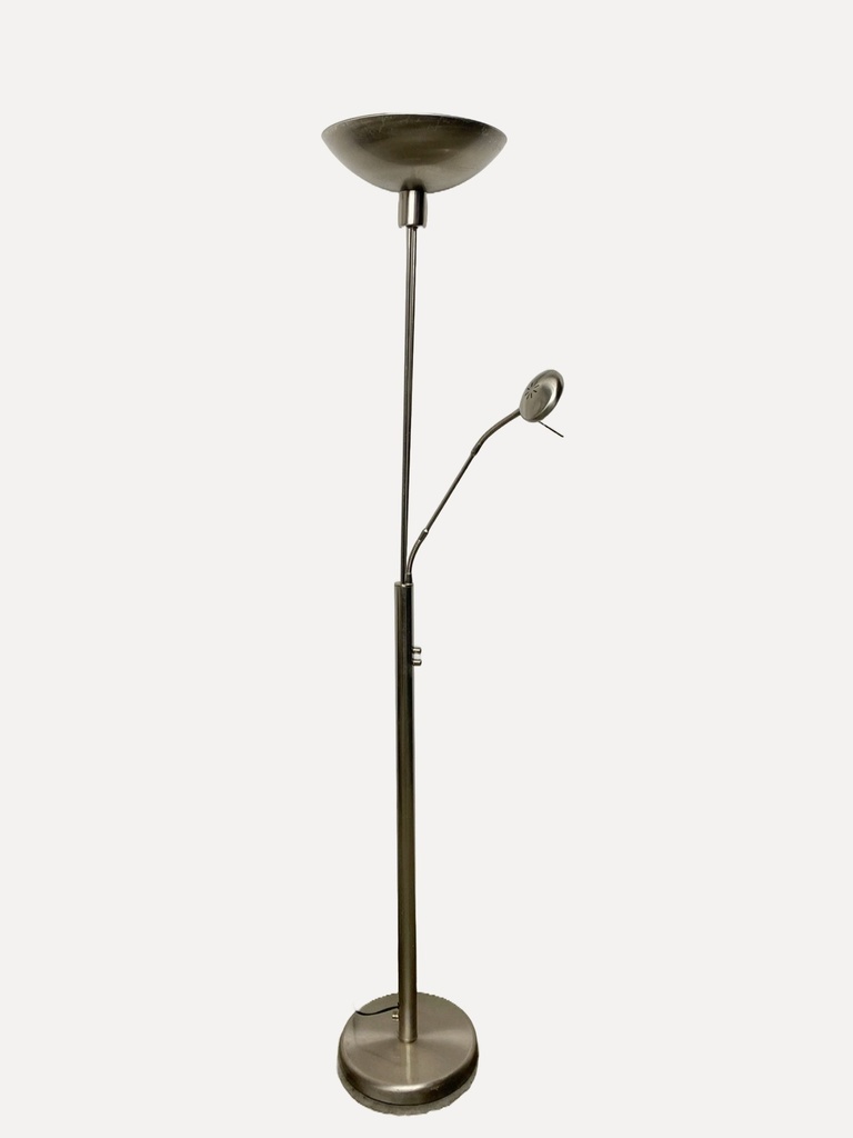 Modern brushed metal floor lamp with adjustable reading light