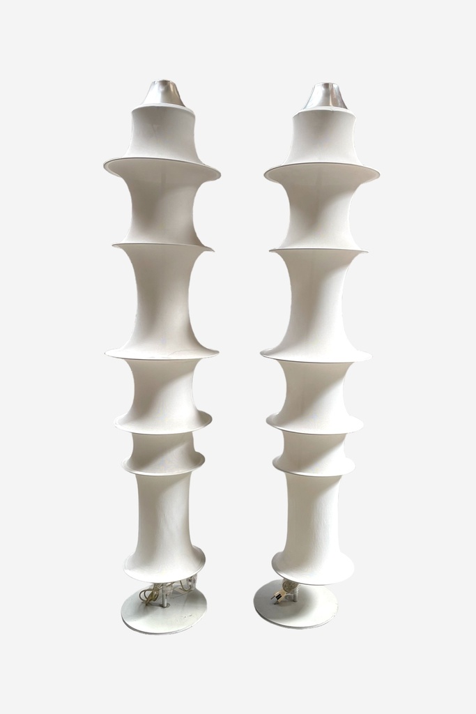 Mid-Century Modern Sculptural White Floor Lamps
