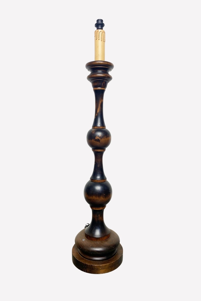 Antique Turned Wood Table Lamp Base