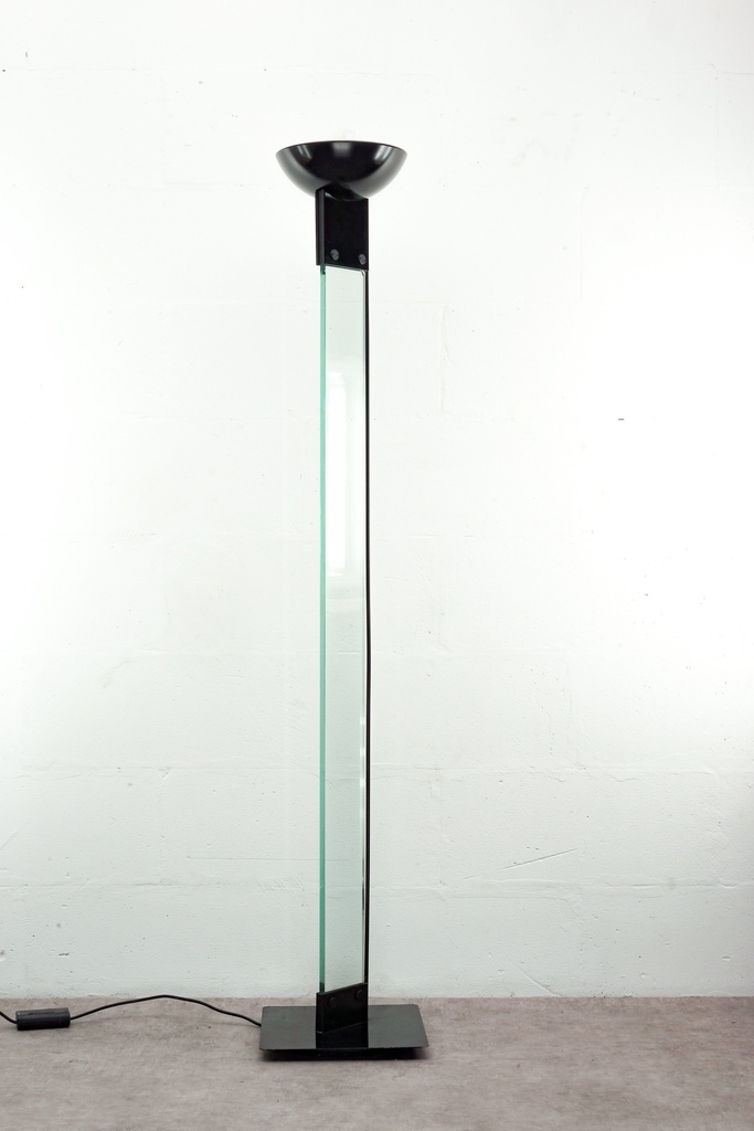 Modern Black and Glass Floor Uplighter Lamp