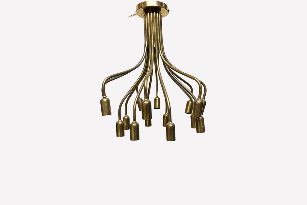 Mid-Century Modern Brass Tentacle Chandelier