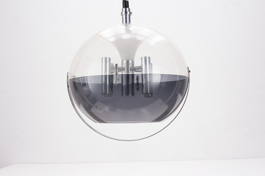 Suspended Transparent Globe Light with Metal Components