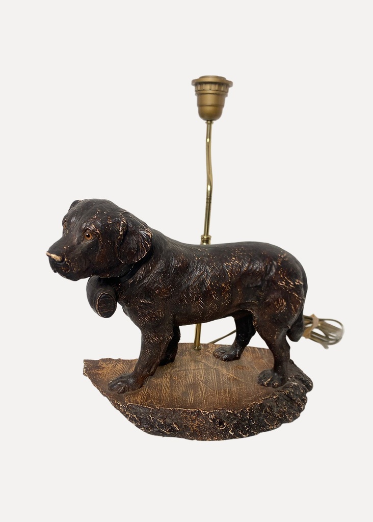 Rustic Dog Figurine Table Lamp Base