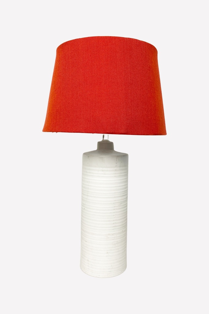 Modern White Ceramic Lamp with Bold Red Shade