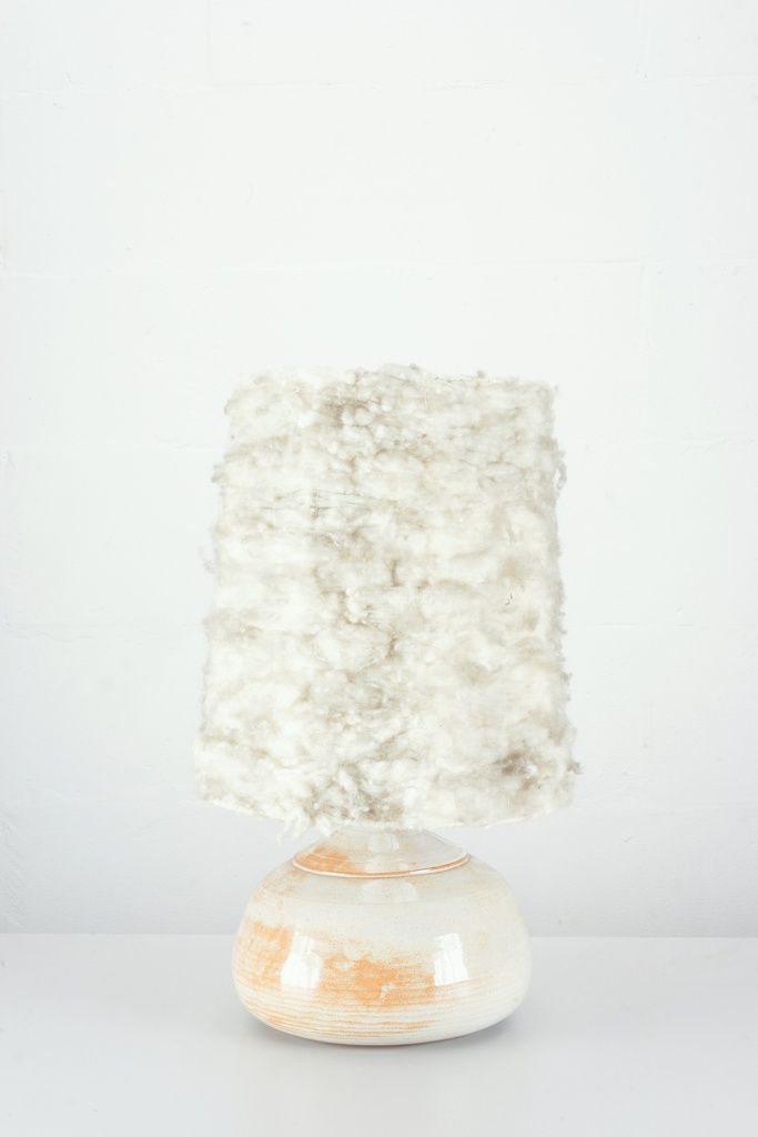 Rustic Ceramic Lamp with Woolly Textured Shade
