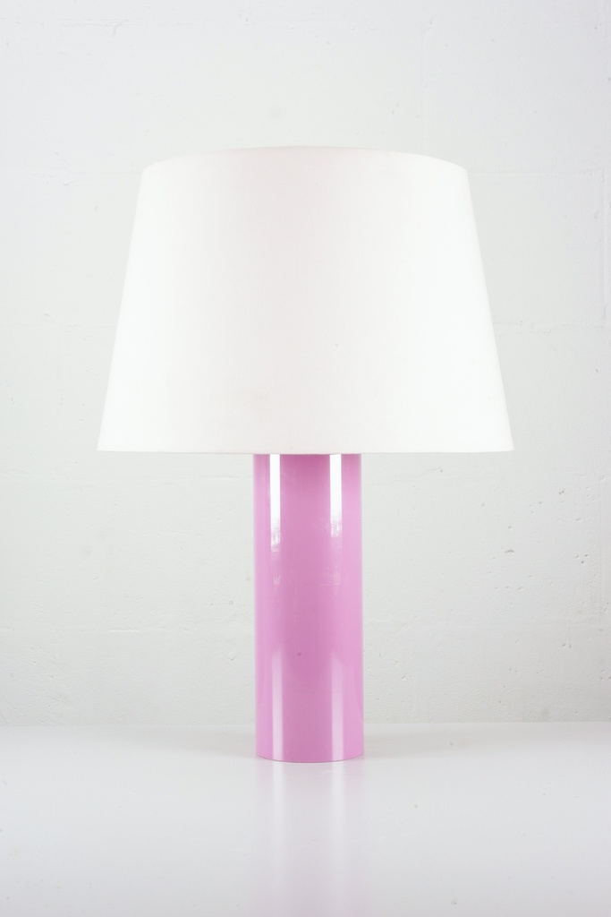 Modern Pink Cylindrical Table Lamp with White Shade