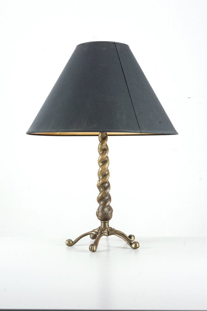 Twisted Brass Table Lamp with Black Shade