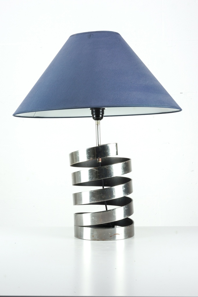 Modern Spiral Base Table Lamp with Blue Shade