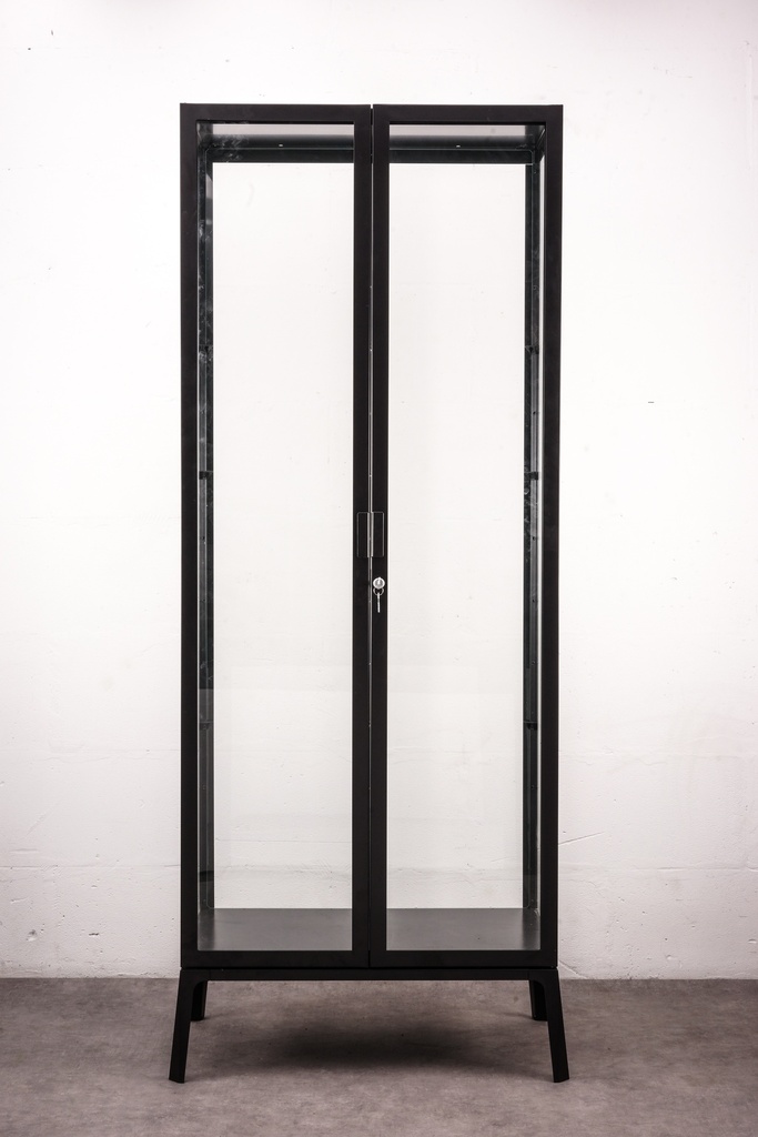 Black Metal and Glass Display Cabinet