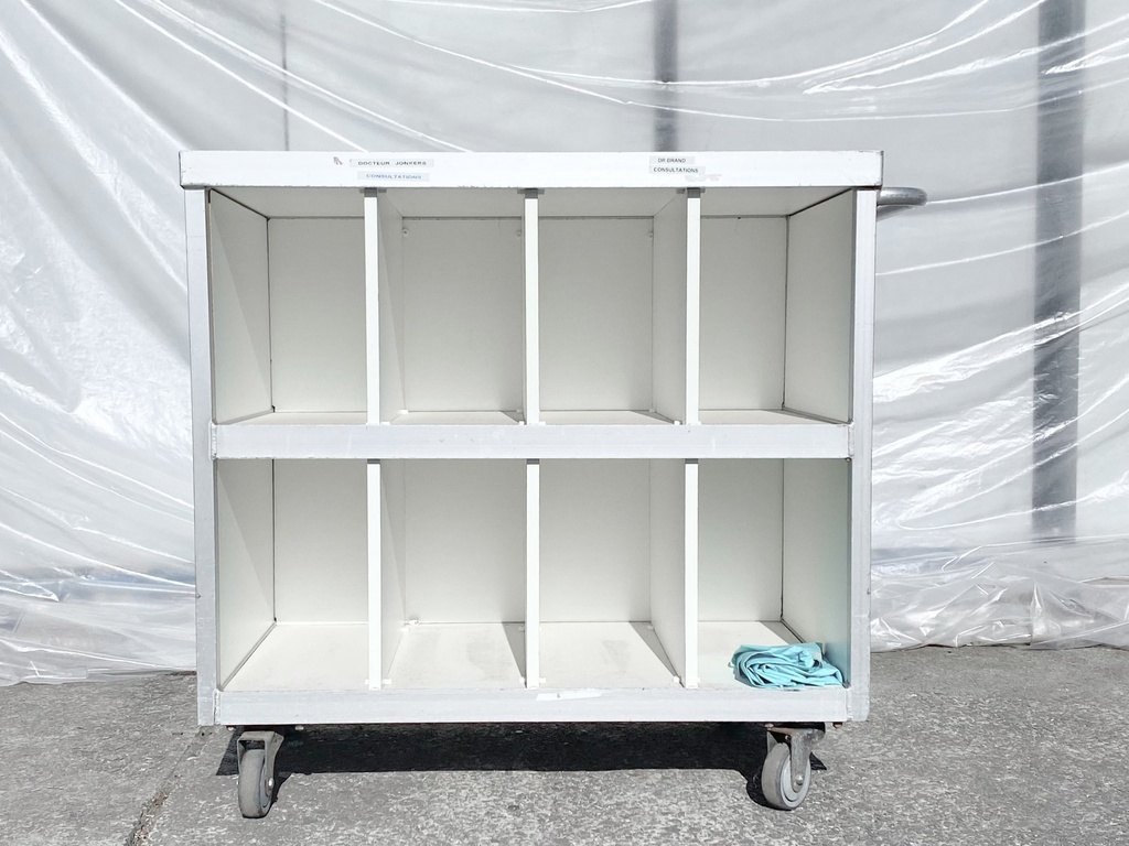 White Rolling Cubby Organizer with Blue Cloth