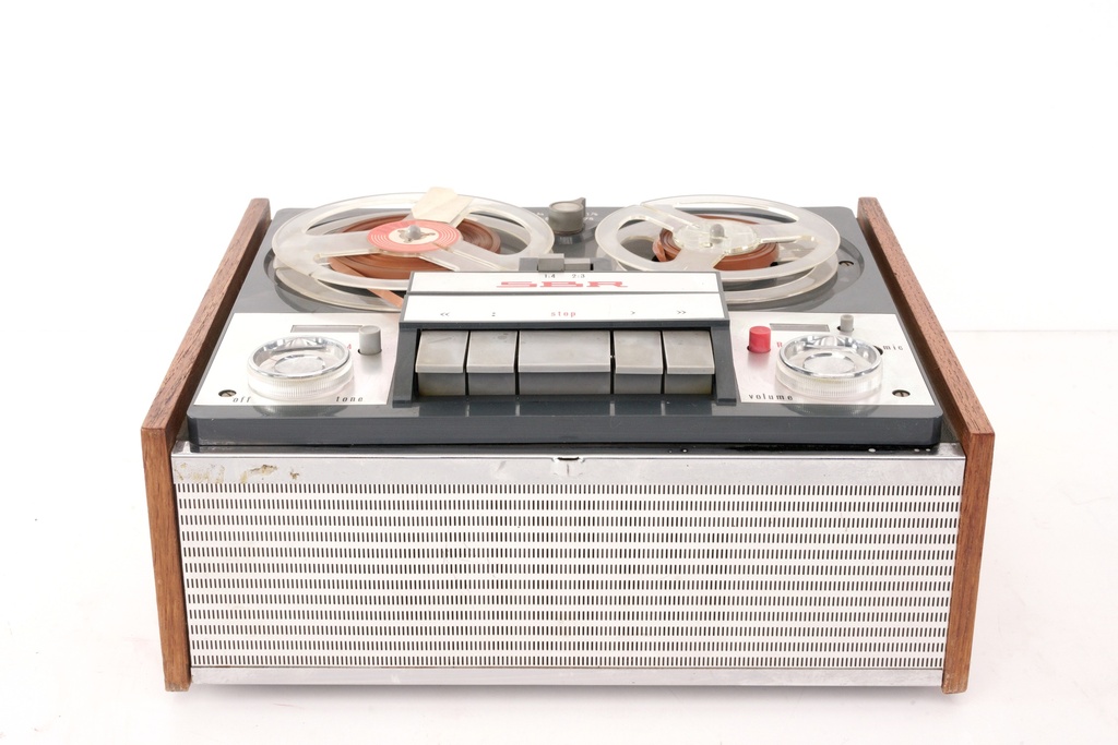 Vintage Reel-to-Reel Tape Recorder with Wood Accents