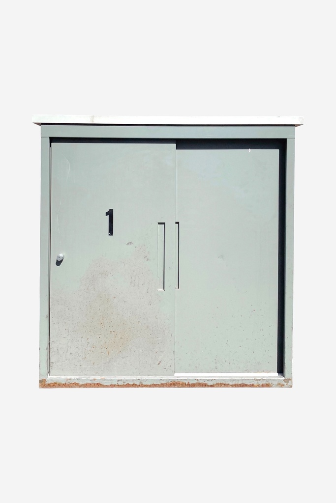 Industrial Gray Utility Box with Sliding Doors