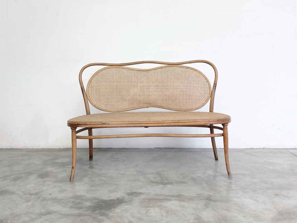 Vintage Bentwood Cane-Back Loveseat
