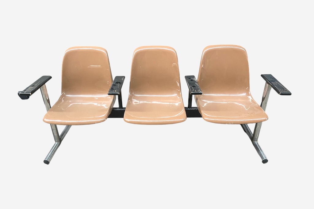 Retro Tan Airport Waiting Bench