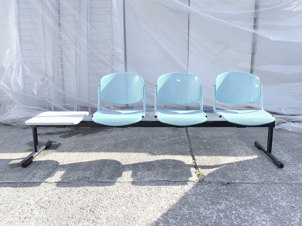Retro Aqua Waiting Area Seats with Attached Table