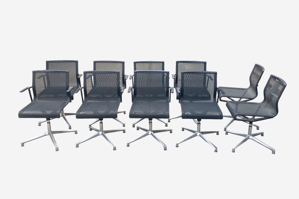 Black Mesh Swivel Office Chairs Set of Eight