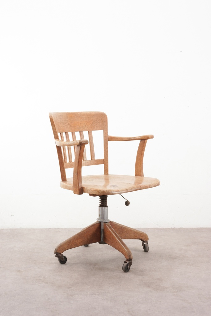 Vintage Wooden Swivel Office Chair