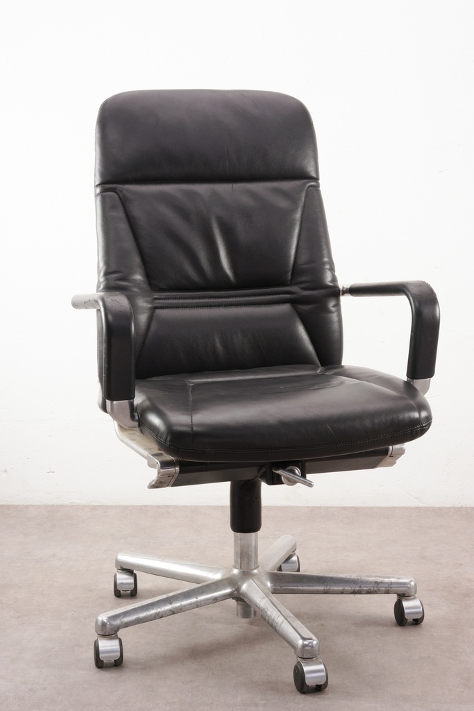 Black Leather Executive Office Chair with Metal Base