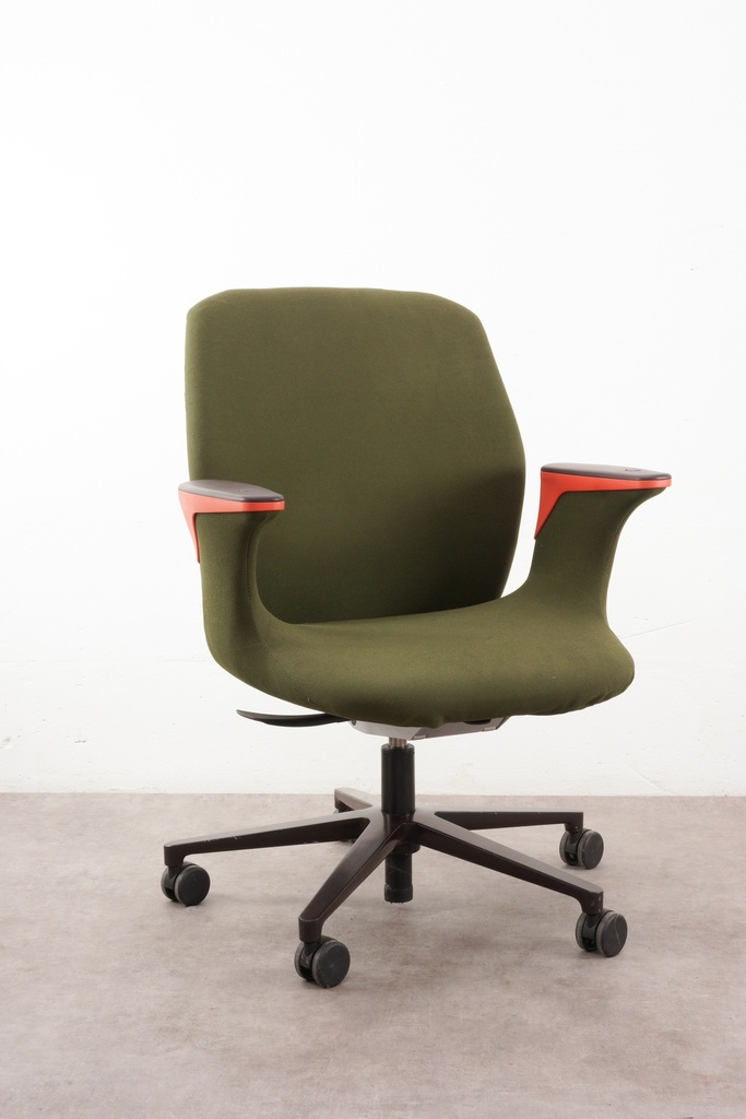 Modern Olive Green Office Chair with Red Accents