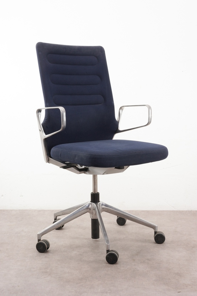 Mid-Century Modern Navy Office Chair on Casters