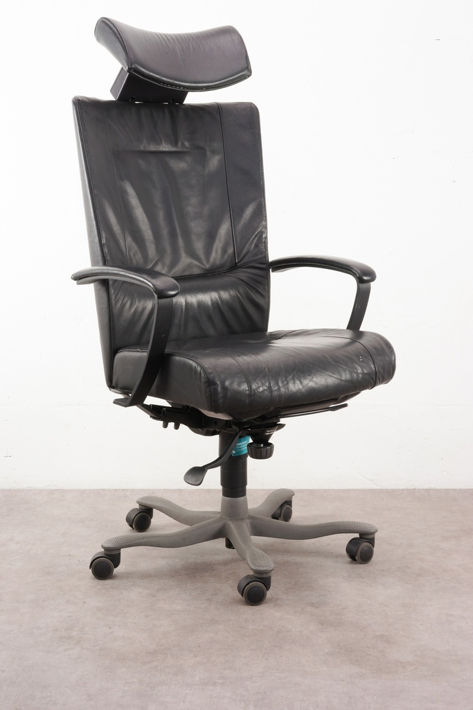 Executive Black Leather Office Chair with Headrest