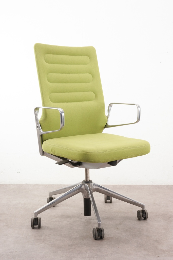 Mid-Century Modern Green Office Chair with Aluminum Base