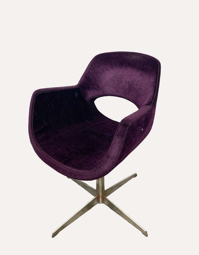 Retro Modern Purple Velvet Swivel Chair