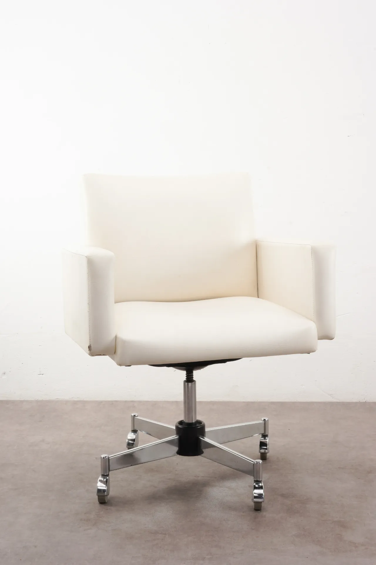 Modern White Office Chair with Chrome Base