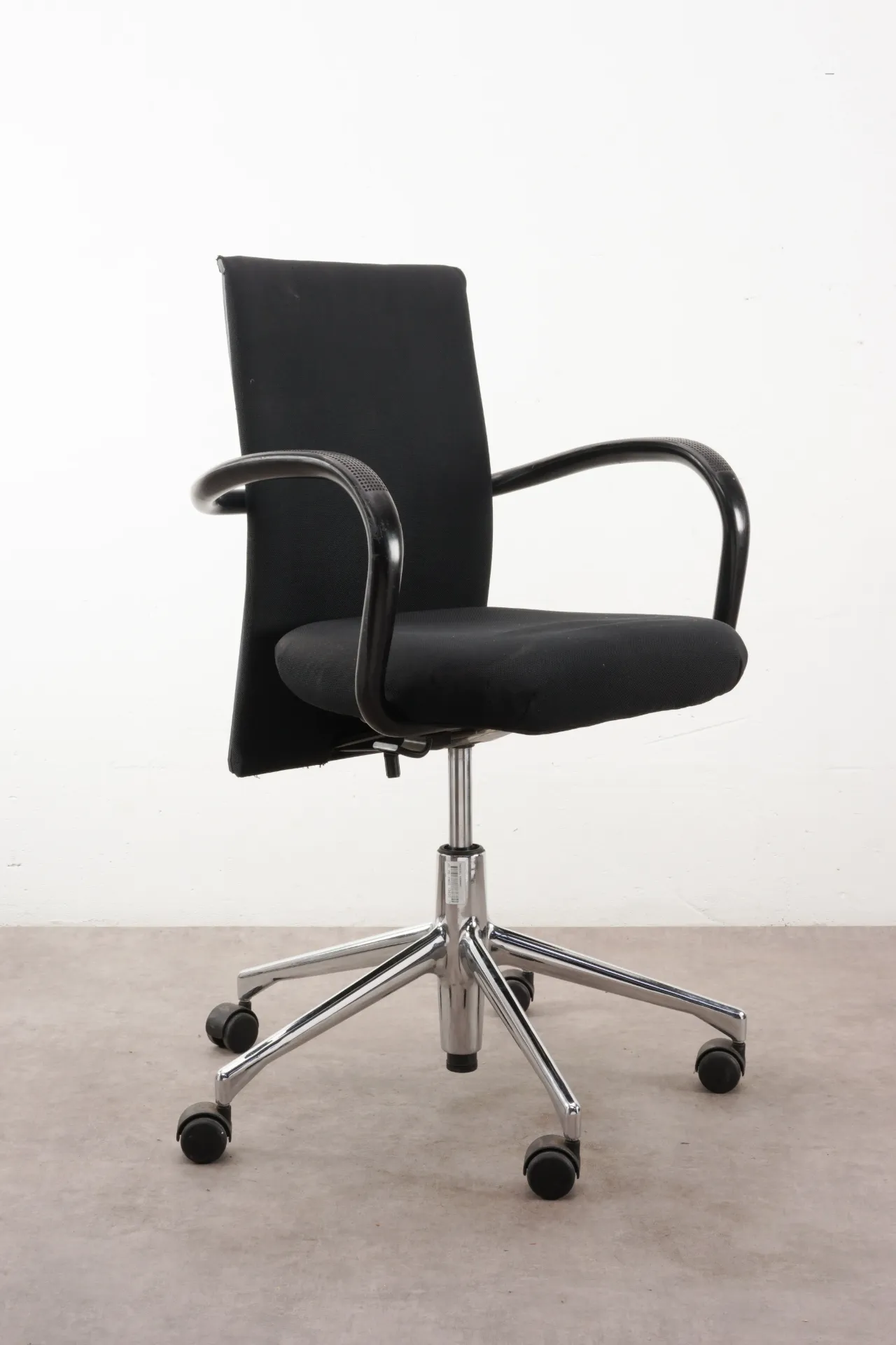 Modern Black Office Chair with Chrome Base and Casters