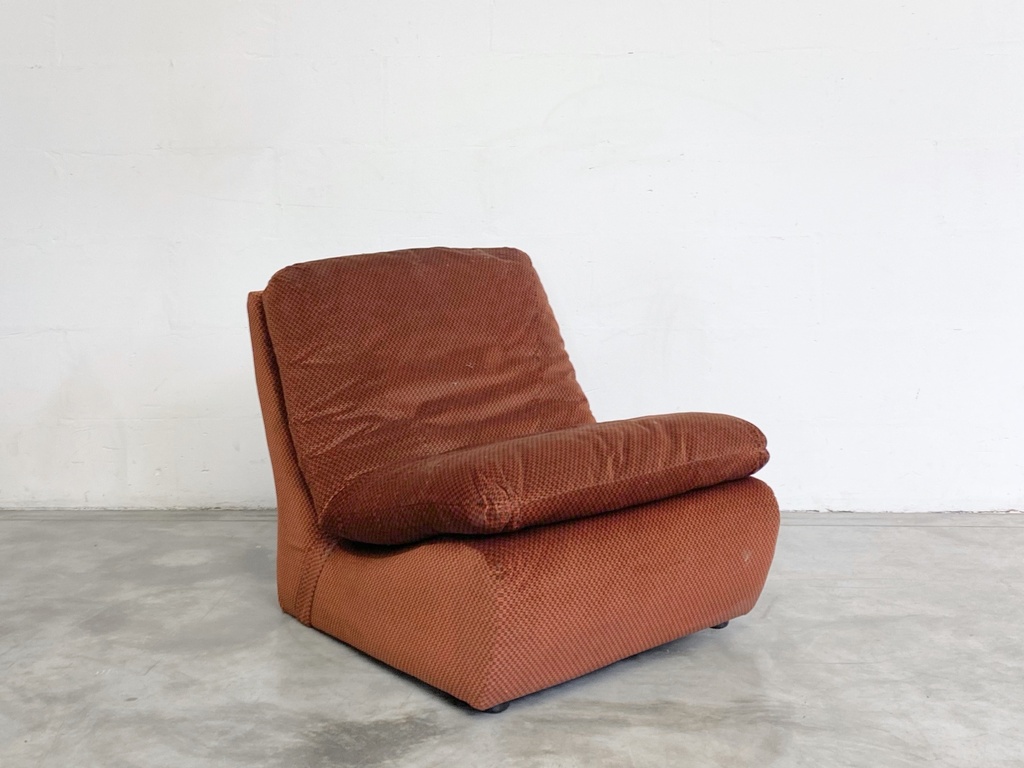 Vintage Rust Upholstered Armless Lounge Chair