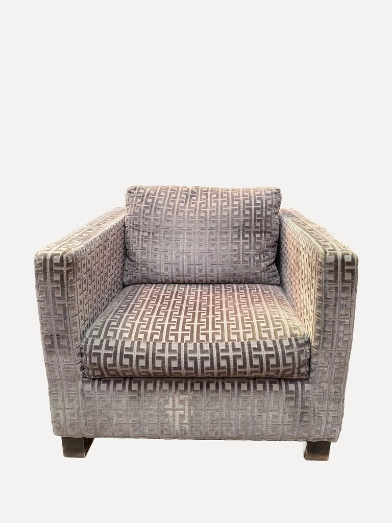 Modern gray patterned armchair