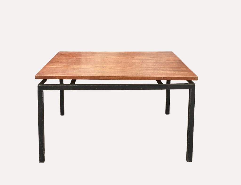 Industrial Modernist Wood and Steel Table