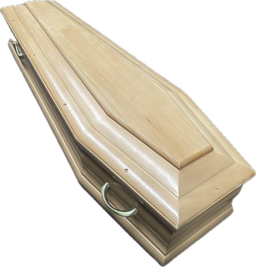 Light Maple Coffin with Silver Handles