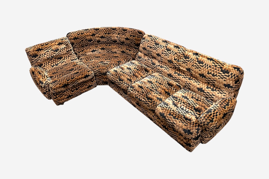 Retro Pixel Pattern Sectional Recliner Sofa