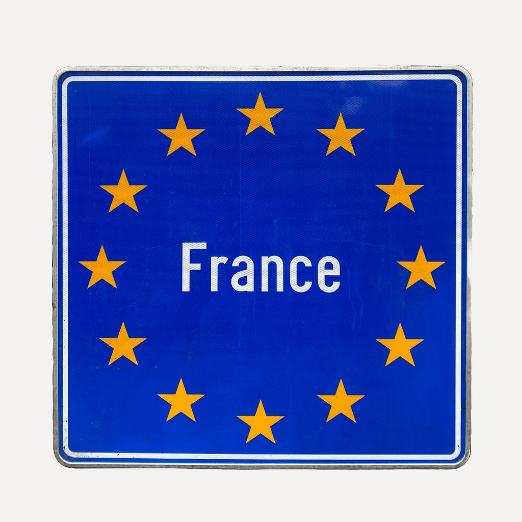 French Border Sign with EU Stars